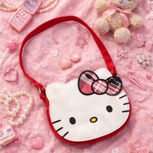 Sanrio Hello Kitty Rocks Crossbody Purse Red White Bow Mini Bag